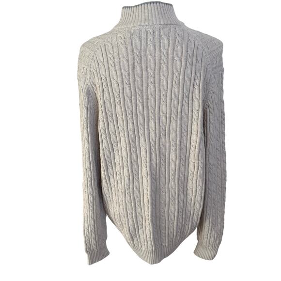 Izod Quarter 1/4 Zip Sweater Men's Size XL Ivory Cream Cable Knit 100% Cotton - Picture 4 of 8